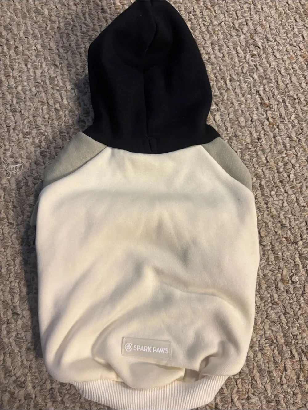 Spark Paws Dog Colorblock Hooded Bottoms - Black, Cream & Olive, Size L